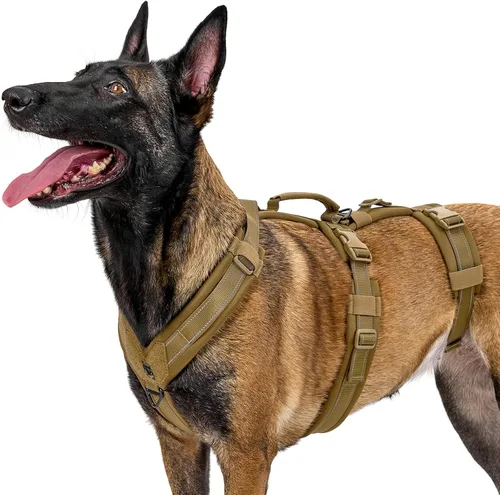 Vista 11 de OneTigris - Arnés para perro, chaleco para perro con acolchado suave sin tirones, nylon ajustable táctico de alta resistencia para perros medianos
