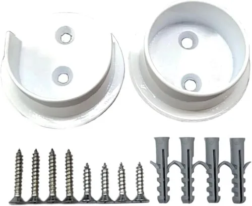 Vista 18 de QCAA Juego de soportes de barra de armario de metal sólido resistente, 1-3/8'', blanco mate, 4 pares, fabricado en Taiwán