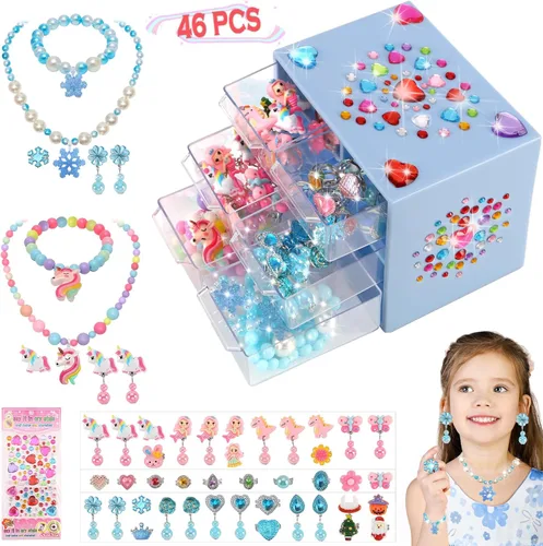 Juguetes para edades de 5 a 7 años, joyería, juguetes para niñas de 8 a 10 años, aretes de clip, juguete para niñas pequeñas de 6 a 8 años, disfraz