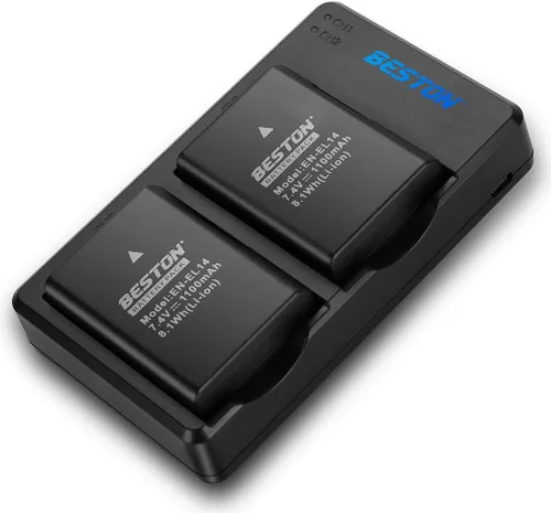 Vista 8 de BESTON Paquete de 2 baterías EN-EL14 / EN-EL14a y cargador USB rápido compatible con Nikon D3100 D3200 D3300 D3400 D3500 D5100 D5200 D5300 D5500