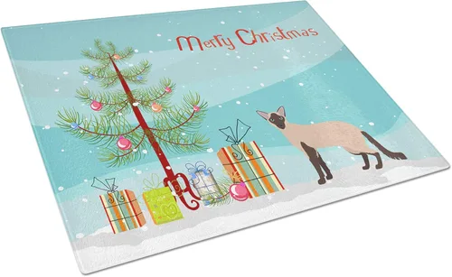 Vista 103 de Caroline's Treasures CK4739LCB Abyssinian Cat Merry Christmas Glass Cutting Board Large Decorative Tempered Glass Kitchen Cutting and Serving Board