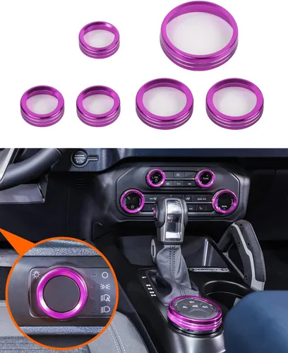 Vista 10 de Savadicar CKT01 Billet - Juegos de molduras de perillas de control de aluminio, faros/4WD/HVAC, biseles de anillos de perillas de control