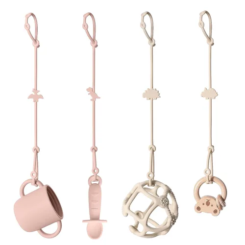 Vista 9 de Andy Bear Correas de juguete para bebé, correas de seguridad de juguete de silicona para silla alta, correas de juguete para cochecitos, silla alta