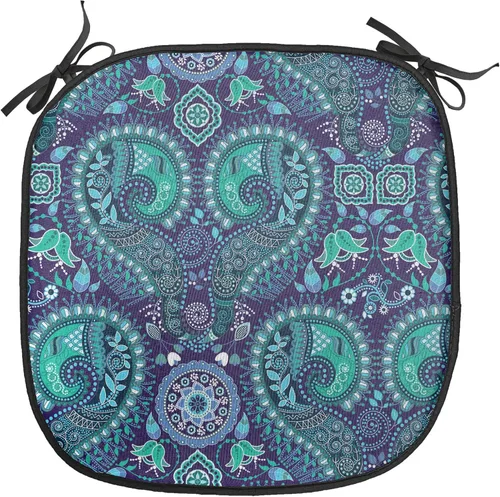 Vista 219 de Lunarable Juego de 4 cojines de asiento para silla, diseño de pétalos de flores de iris florecientes, arte de forma desgastada, acolchado de asiento