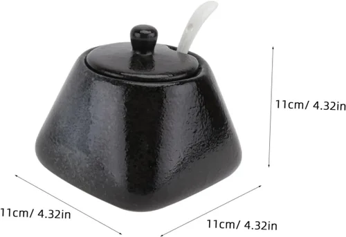 Vista 8 de Cabilock Juego de tarros de cerámica para especias, recipiente de almacenamiento de cocina, tarros de condimentos, cucharas, organizador