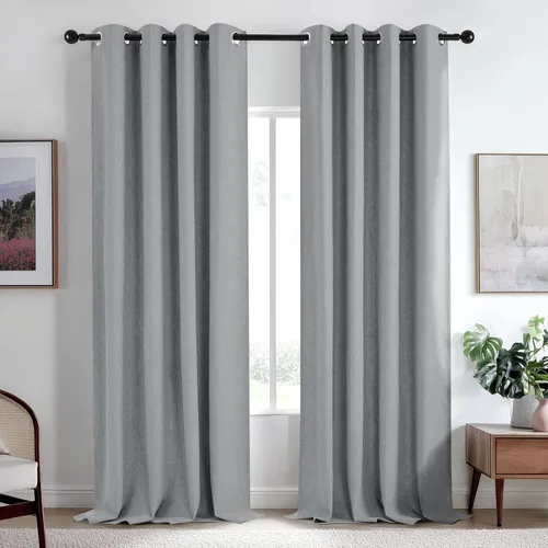 Deconovo Cortinas opacas totales de lino sintético, oscurecimiento de la habitación, aislamiento térmico, reducción de ruido, cortinas eficientes de