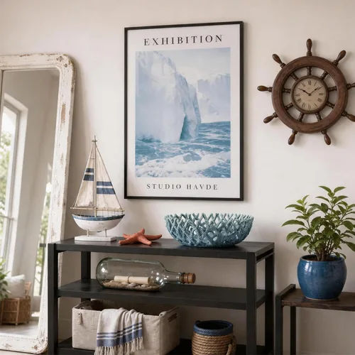 Vista 5 de Cuenco de coral de resina azul de 10 pulgadas, decoración artística costera