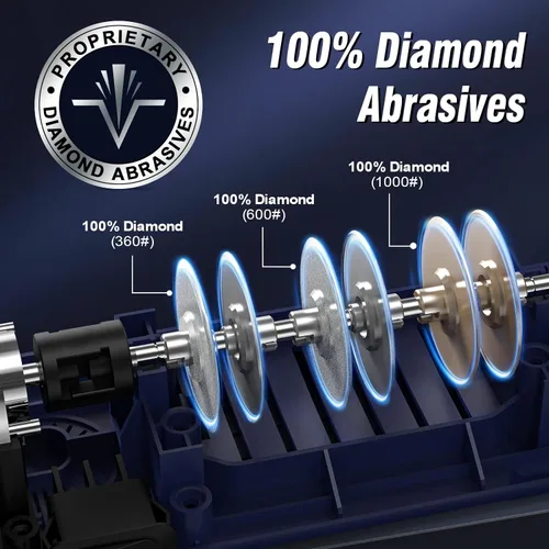 Vista 2 de Homly Professional Electric Knife Sharpeners for Kitchen Knives with Diamond Abrasives and Precision Angle Guides, Multifunctional 3-Stage Slots