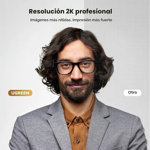 Vista 3 de UGREEN Cámara web 2K para PC Ultra HD 1080P Cámara web con micrófono Gris
