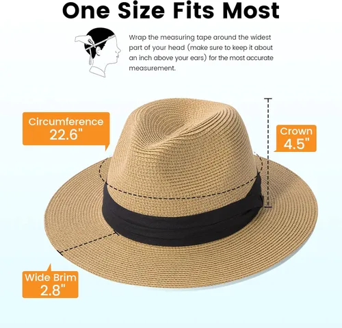 Vista 4 de Simplicity Sombrero Panamá de paja de ala ancha para hombre y mujer
