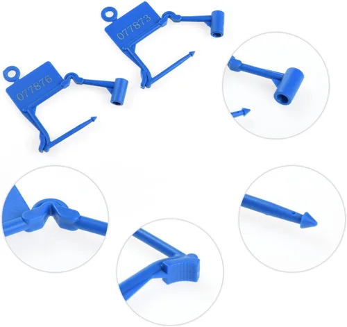 Vista 4 de 100 sellos de plástico desechables con autobloqueo, sellos de seguridad numerados a prueba de manipulaciones, para equipaje, bolsa de documentos