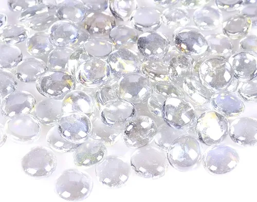 Vista 12 de KINGOU Gemas de vidrio planas/mármoles/piedras/cuentas para relleno de jarrón, dispersión de mesa, juegos - 1 libra