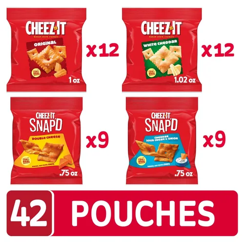 Vista 4 de Cheez-It Galletas de queso, galletas horneadas, aperitivos para el almuerzo, paquete variado (42 paquetes)
