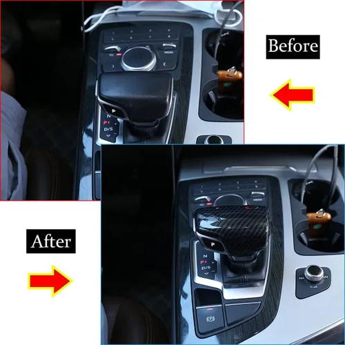 Vista 2 de YIWANG Cubierta de la cabeza de la palanca de cambios central de coche ABS cromada para Audi A4 A5 Q7 Q5 S4 S5 2016-2020 Accesorios de automóvil