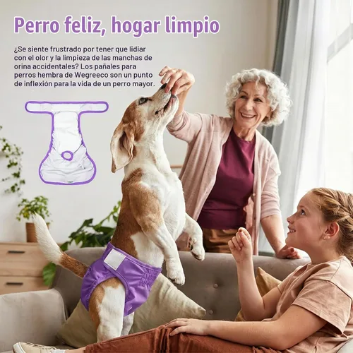 Vista 3 de wegreeco Pañales Lavables para Perras Hembras Altamente Absorbentes Pañales Reutilizables para Perras en Período de Celo, Paquete de 3