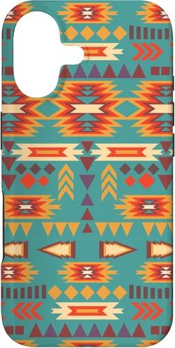 Unique Western Turquoise Orange Navajo Aztec Tribal Pattern Case for iPhone 17