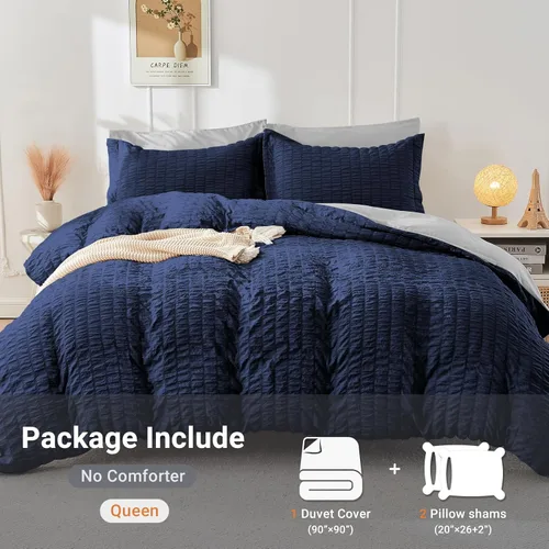 Vista 27 de HYMOKEGE - Funda de edredón gris oscuro tamaño King, juego de funda de edredón de sirsaca ultra suave de 3 piezas con cierre de cremallera, juego