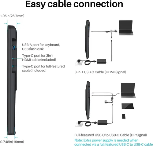 Vista 4 de HUION Kamvas 22 Plus QLED - Tableta de Dibujo con Pantalla Completamente Laminada, Conexión USB-C, 140% sRGB, Inclinación, Tableta Gráfica de Arte