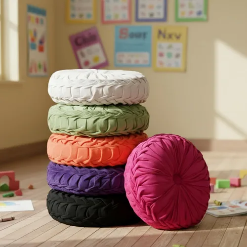 Vista 13 de Yerliker 6 cojines de suelo redondos de terciopelo de 15 pulgadas, cojines flexibles y coloridos para sofá, silla, sala de estar, dormitorio