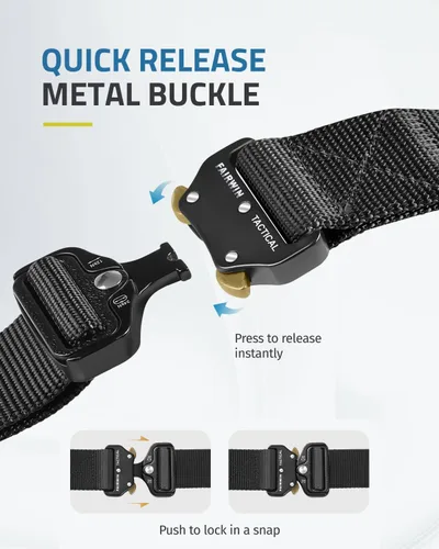Vista 2 de FAIRWIN Tactical Belt, Work Belts for Men Military Webbing Riggers Web Belt Heavy-Duty Quick-Release Buckle