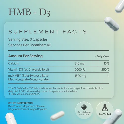 Vista 6 de Prime Powders Suplemento de HMB y vitamina D3, fórmula patentada de 1,500 mg con dosis clínica, conserva el músculo magro con un rendimiento sin