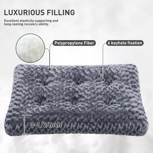 Vista 2 de KSIIA Cama Lavable para Perros Cama de Felpa de Lujo para Jaula de Perros Almohadilla Cómoda para Perrera Alfombrilla Antideslizante para Dormir