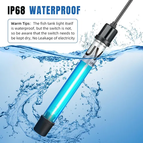 Vista 2 de Paquete de 2 luces UV para acuario de 11W para tanque de peces de 55-150 galones, luz limpiadora de algas para acuario, Máquina Verde Light