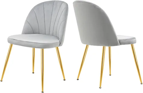 Vista 25 de X-VOLSPORT Juego de 2 sillas de comedor de terciopelo, juego de sillas decorativas modernas para sala de estar, dormitorio, silla de tocador sin