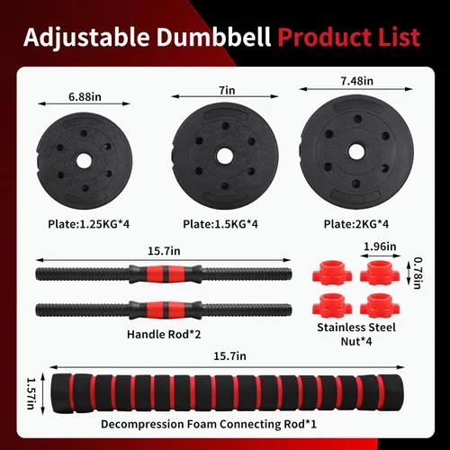 Vista 2 de Juego de mancuernas de pesas ajustables, juego de mancuernas ajustables que no ruedan, juego de mancuernas de pesas libres hexagonales, juego