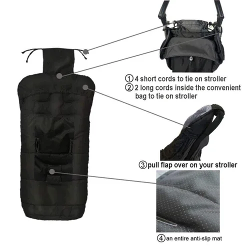 Vista 5 de Go - Saco de dormir repelente al agua para cochecito de bebé de 3 estaciones, cómodo saco de dormir para bebé, para invierno, al aire libre