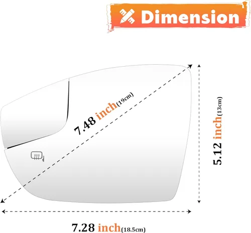 Vista 5 de Espejo convexo con calefacción lateral izquierdo del conductor compatible con Ford Focus 2012 2013 2014 2015 2016 2017 2018 repuesto para visión
