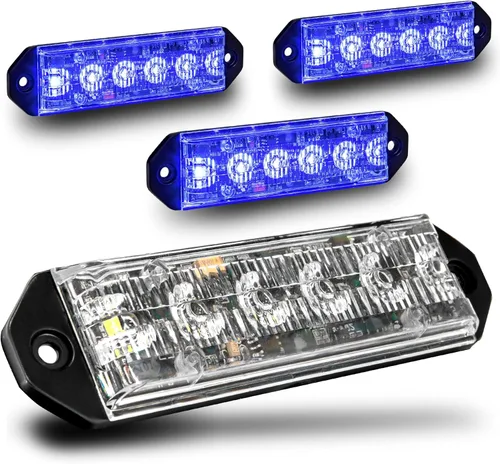 Vista 21 de LAMPHUS PlanarFlash - Luces de advertencia estroboscópicas LED ámbar de 6 W para parrilla de policía [clase SAE 1] naranja de 12 V ultra delgada