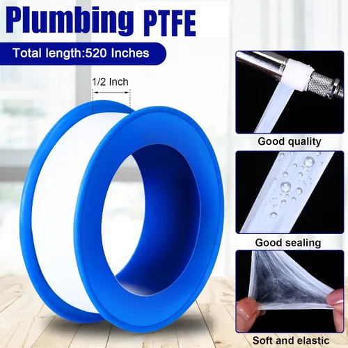 Vista 2 de Pushglossy 100 rollos de cinta de PTFE de 1/2 x 520 pulgadas, sellador impermeable, cinta de plomería para cabezal de ducha, reparación de sellado