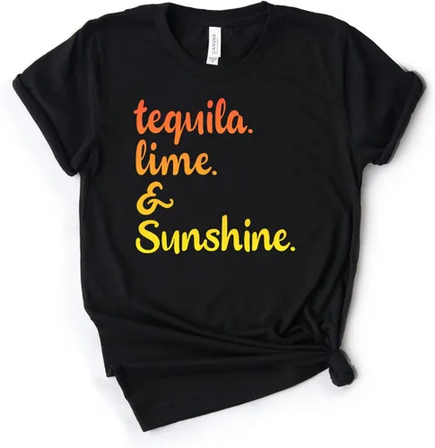 Tequila Lime and Sunshine Shirt, Tequila Shirt, Drinking Gift, Cruise Gift, Girls Trip, Girls Night, Vacation Tee Black