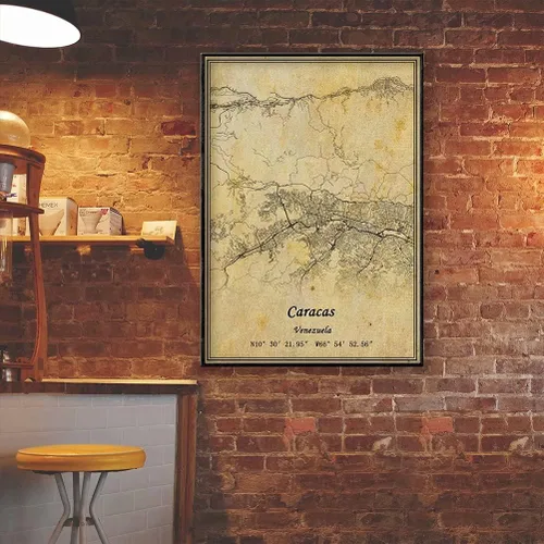 Vista 2 de Kaisrlse Póster de arte de pared con mapa de Venezuela Caracas, estilo vintage, sin marco, 24 x 36 pulgadas