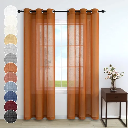 Vista 31 de Cortinas traslúcidas negras de 63 pulgadas de largo para decoración de dormitorio de niños, 2 paneles con ojales, cortinas de aspecto de lino