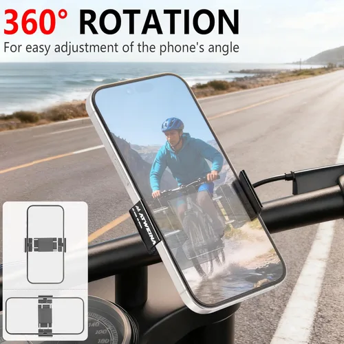 Vista 2 de Soporte para teléfono de bicicleta, soporte de teléfono para motocicleta, soporte de aleación de aluminio, soporte para teléfono celular, rotación