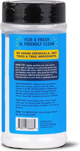 Vista 7 de Aunt Fannie's Sink Refresher, Bright Lemon Powder Scrub and Odor Minimizer for Sinks, Drains and Garbage Disposals, 16 Ounces (Pack of 1)