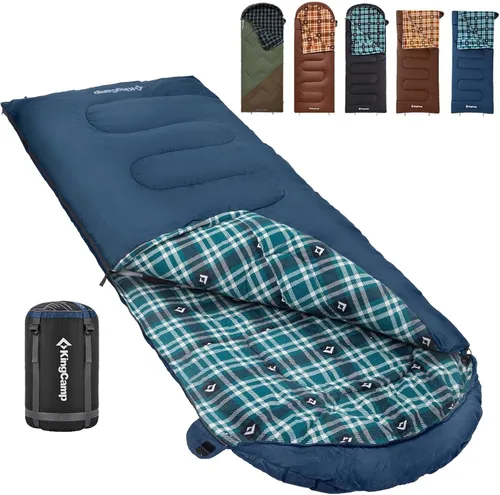 Vista 9 de KingCamp Sleeping Bag for Adults, Cold Weather & Warm XL Big and Tall Flannel Sleeping Bags with Compression Sack Portable Waterproof Essentials