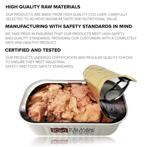 Vista 5 de ICan Hígado de bacalao islandés con sabor a aceite propio: tamaño natural: paquete de 6