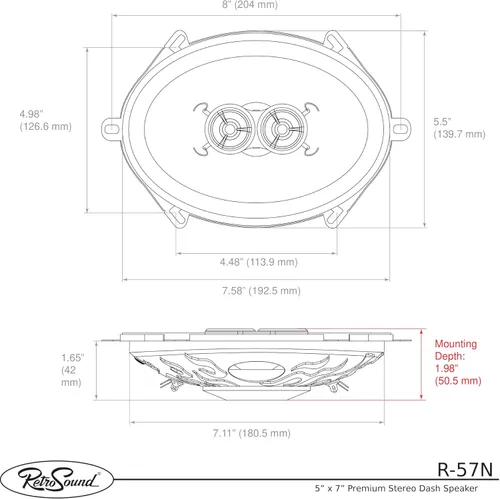 Vista 3 de RetroSound R-57UK - Altavoz de repuesto para tablero de 5 x 7 pulgadas para vehículos clásicos