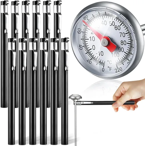 Vista 15 de Xuhal 6 piezas de termómetro de cocina de acero inoxidable con vástago largo de 5 pulgadas y esfera de 1 pulgada para leche, espumado, alimentos