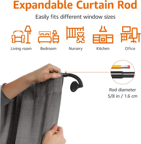 Vista 4 de Amazon Basics - Barra de cortina opaca para oscurecimiento de habitación, 28 a 48 pulgadas, color negro