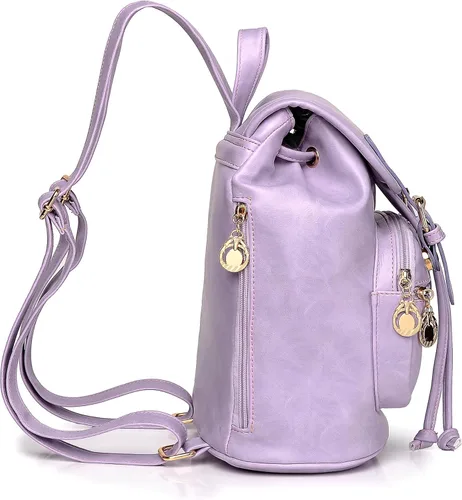 Vista 4 de Dora & Liz Mini mochila para mujer, de cuero, a la moda, retro, pequeña, ligera, de viaje, bolsas de hombro