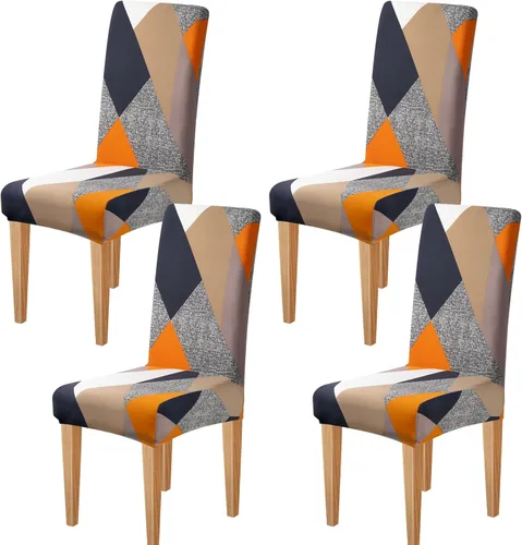 Vista 55 de Dioxide Fundas de Silla de Alto Estirar para Sillas de Comedor, Juego de Fundas de Silla de Comedor Lavables de 4, Fundas de Asiento de Silla