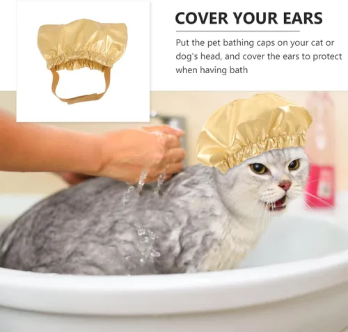 Vista 8 de Ipetboom Gorro de ducha para perros y mascotas, suministros de baño para cachorros, gorro de ducha impermeable, reutilizable, con correa ajustable