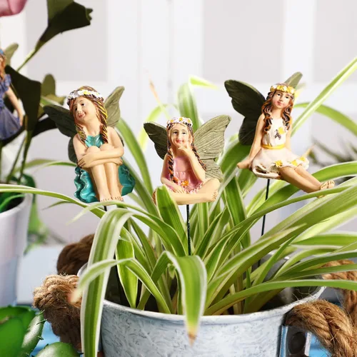 Vista 6 de Bucherry 12 piezas de mini figuras de hadas de jardín, escultura de hada en miniatura, accesorios de jardín pequeños para el hogar, exteriores