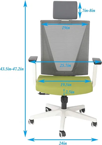 Vista 3 de Silla de oficina ergonómica giratoria con soporte lumbar, reposacabezas y apoyacabezas con respaldo alto, silla de computadora de malla ajustable