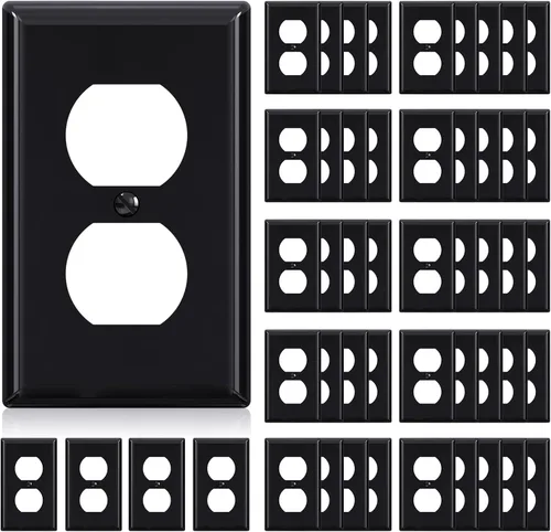 Vista 15 de ELEGRP Placa de pared para receptáculo dúplex, cubiertas de pared de tamaño estándar de 1 banda, cubiertas de policarbonato irrompible de doble