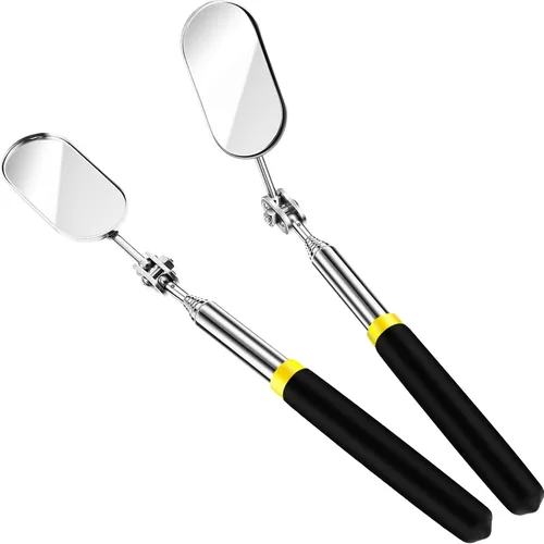 Maitys 2 espejos de inspección telescópicos que se extienden hasta 28 pulgadas, inspección de pestañas de rotación 360, extensión ajustable, espejo